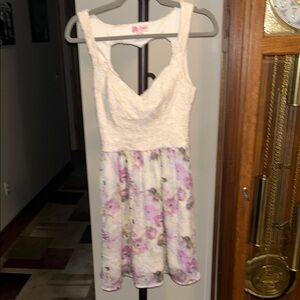 Floral Sleeveless Dress with Lace Top